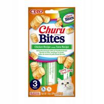 Kačių skanėstai INABA Churu Bites su vištiena ir tunu, 3 x 10 g
