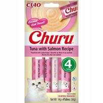 Kreminis kačių skanėstas INABA Churu, su tunu ir lašiša, 4 x 14 g