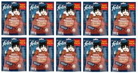 Kačių skanėstai FELIX Tasty Nuggets su ėriena ir jautiena, 10 x 180 g