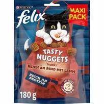 Kačių skanėstai FELIX Tasty Nuggets su jautiena ir aviena, 180 g