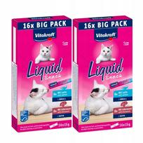 Skaniukai katėms VITAKRAFT CAT LIQUID SNACK su kepenėlėmis ir lašiša, 32 x 15 g