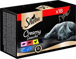 Kreminiai kačių užkandžiai SHEBA, įvairių skonių, 18 x 12 g (216 g)