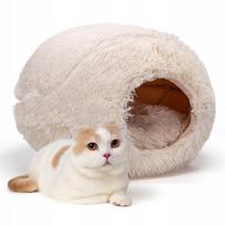 Katinų guolis-namelis Nobleza, baltas, apvalus, 46x47x36 cm, 2 viename