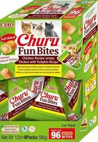 Katinų skanėstai INABA CIAO CHURU FUN BITES su vištiena ir moliūgais, 8 x 12 g