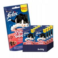 Kačių skanėstų rinkinys FELIX Playtubes, kalakutiena ir kumpis, 8 x 50 g