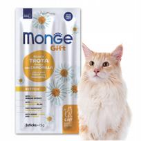 Kačiukų skanėstų lazdelės Monge su ramunėlėmis ir upėtakiu, 15 g