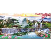 Didelio masto 5DDIY deimantų tapyba, kalnų krioklys, natūralus ežeras, siuvinėjimas kranu, feng shui, laimės namų dekoravimas Full Round 60x120CM