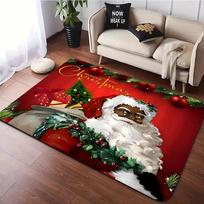 Christmas Santa Claus Print Area Rugs Non Slip Flannel Carpets for Home Living Room Sofa Rug Bedroom Christmas Decor Floor Mats 40X60cm-16x24in gray