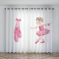 Užuolaida Miegamojo Mergaitės Vaikų Kambario Rožinė Princesė Mielas Animacinis Užuolaida Pusiau Tamsinanti Baleto Šokio Mergaitė Naujos užuolaidos 2 skydeliai Milled cotton fabric&Grommet Top white