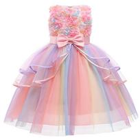Vestuvinė suknelė Nauja mergaičių išleistuvių suknelė Elegantiška princesė suknelė be rankovių, spalvinga tiulė, iškilmingos suknelės mergaitėms, kostiumas, vasaros suknelė 120cm rožinė