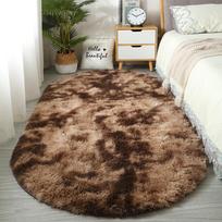 Ovalus pūkuotas kilimas gauruotas kilimėlis prie lovos Mielas spalvingas svetainės kilimas ilgų plaukų kilimas namų dekoravimas 40*60cm kava