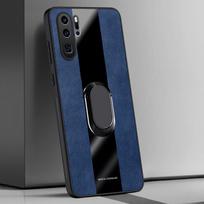 Žiedo Laikiklis Odinis Dėklas Huawei P30 Pro Galiniam Dangteliui Prabangus Magnetinis Silikoninis Apsauginis Telefono Dėklas Huawei P40 Pro Plus P30 Pro mėlyna
