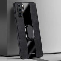 Žiedo Laikiklis Odinis Dėklas Huawei P30 Pro Galiniam Dangteliui Prabangus Magnetinis Silikoninis Apsauginis Telefono Dėklas Huawei P40 Pro Plus P40 juoda