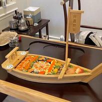 Wooden Sushi Boat Plate Multipurpose Simple to Clean Serving Board for Birthday Parties Home 60x21cm orange