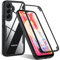 360 viso korpuso ekrano apsauga skaidrus dėklas Samsung A07 A17 A06 A16 A05S A15 A14 A26 A36 A56 A25 A55 A35 A54 atsparus smūgiams Galaxy A15 juoda