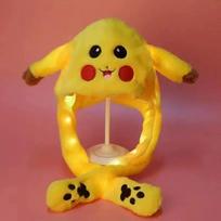 LED pliušiniai triušio kepurės Šviečiantys Pikachu ausų kepurė Mielas Dygsnis Judančių ausų kepurė Suaugusiems Vaikams Juokinga Festivalio vakarėlio kostiumas yellow