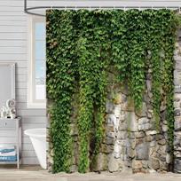 Dušo užuolaida Vandeniui atspari ir atspari pelėsiui 3D skaitmeninė spauda Augalų akmenų spauda Dušo vonios kambario pertvara shower curtain 90*90 black