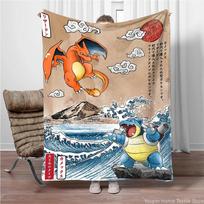 Pokemon Animacinis Retro Charizard Anime Flanelinis pledas Pikachu figūrėlės Namų Sofos Pietų pertraukos pledai Vaikams Studentams Vaikų dovanos 30x40in beige