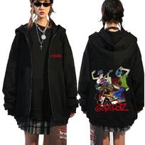 Roko grupės Gorillaz Grafinis Užtraukiamas Džemperis Vyrams Moterims Hip Hop Gotikinis Oversized Užtraukiamas Švarkas Vyriškas Laisvalaikio Vintage Užtraukiamas Džemperis L juoda