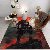 Samurajų Warrior Kilimas Kilimėlis Raudonas Kardas Japonų Menas Tamsi Tema Kalnas Vanduo Namų Dekoras Svetainė Žaidimų Kambarys Grindų Kilimėlis 40x60cm gray