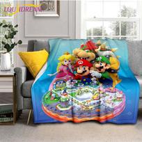 Mario Bros 3D spausdintas meninis vilnos pledas lovoms, žygiams, iškyloms, storas pledas, madingas lovatiesės pledas, vilnos mesti pledas 75x90cm blue