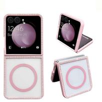 Case for Samsung Galaxy Z Flip 7 6 5 4 3 Magsafe Shockproof Magnetic Adsorption Cover Phone Bumpers Samsung Z Flip5 rožinė