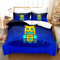 3D Žaidimo Geometry Dash Patalynės Komplektas Antklodės Užvalkalas Antklodė Lova Komplektas Quilto Užvalkalas Pagalvės Užvalkalas Karališko Dydžio Karalienės Dydžio Dvynių Dydžio Berniukams Mergaitėms Suaugusiems 150*200cm 3pcs blue