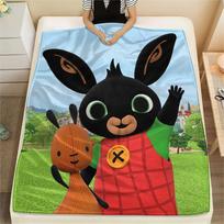 Bing Bunny spausdinta flanelinė antklodė, Aukštos kokybės, Patogi visais metų laikais, Namų dekoras, Šiluma ir komfortas 80cm x 120cm black