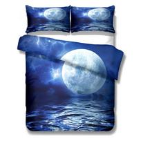 Mėnesio Naktis 3D patalynės komplektas ES Vienvietis Dvigulis Karališkas JAV Viengulis Pilnas Karalienės Karališkas Lova Lininis Komplektas 140x200cm 3pcs gray