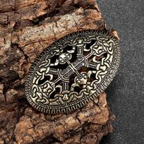 Vintage Norse Shield Brooch Medieval Clothing Fastener Scarf Cloak Jewelry for Men Women Norse Mythology Viking Accessory beige