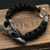 Odin Varnos Kaulo Apyrankė su Erelio Galvos Pakabuku Rūninis Karoliukas Paracord Virvelė Šiaurės Valknut Amuletas Papuošalas Dovana Vyrams length 23cm brown
