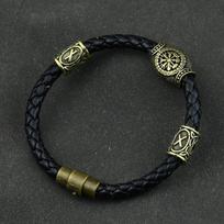 Vyriška slavų Kolovrat vikingų apyrankė Norse Vegvisir Odino simbolis apyrankė pagoniški papuošalai vikingų runos kompasas 25cm black