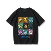 Pokémon Animacinis Eevee Vyšnių Žiedų Vaikų Marškinėliai Vasaros Naujas Laisvas Madingas Kasdienis Harajuku Trumpomis Rankovėmis Viršus 140 black