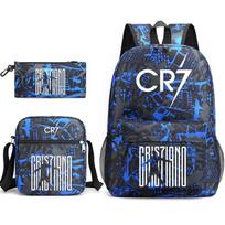 C. Ronaldo studentiška kuprinė + maža rankinė per petį + pieštukinė - trijų dalių kuprinė School bag 3-piece set black