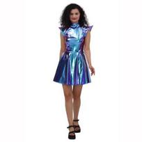 Moteriška blizgi suknelė Metalinis kostiumas Be rankovių Futuristinis Be rankovių Kosminis čiuožėjas Disco Holografinė vakarėlio suknelė S blue