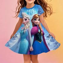 Disney Elsa mergaičių suknelė vasarinė Frozen 3D princesės anime vaikų suknelės drabužiai sijonas laisvalaikio madingas komplektas 170 brown