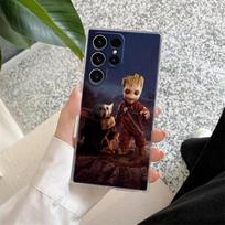 Baby Groot Marvel Skaidrus S26 dėklas Samsung Galaxy S26 S25 Ultra S24 S22 S26 Plus S20 S23 S21 S25 FE 5G telefonui Skaidrus telefono dėklas Galaxy S25+