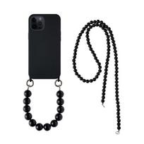 INS Kryžinė Virvelė Karoliai Telefono Dėklas iPhone 17 16 14 11 12 Pro Max 13 Mini 15 Plus X Minkštas Galas Apvalūs Karoliukai Grandinėlė Dangtelis for iPhone 15 Pro&case Lanyard Chain black