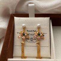 Falang color super fairy earrings stud earrings niche design simple Mori butterfly exquisite baroque pearl flowers sweet