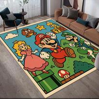 Super Mario Bros Pilnas Komandos Neslystanti Grindų Kilimėlis, Stačiakampis Kilimas Miegamajam ir Žaidimų Zonai 60x90cm black