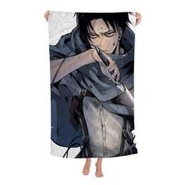 Attack on Titan Levi Ackerman Anime Dideli Mikropluošto Paplūdimio Rankšluosčiai Greitai Džiūstantis Rankšluostis Smėlio Paplūdimio Rankšluosčiai Baseinui Kelionei Plaukimo Baseinui W45*H90(CM)
