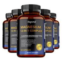 Magnio kompleksas 700 mg, 12-in-1 magnio papildas, veganiškas, be GMO, lengvai įsisavinamas, tinka tiek vyrams, tiek moterims 120*5