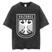 Raperio Kanye West Vultures Logotipo Marškinėliai Vyrams Moterims Hip Hop Vintage Skalbti Marškinėliai Mados Tendencija Apvalus Kaklas Marškinėliai Viršutiniai Drabužiai Streetwear S black