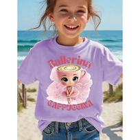 Italian Brainrot Animals Kids T-Shirt Ballerina Cappuccino Short Sleeve Tops for Kids Funny Meme Cute Tee Tops Summer Clothing 120 gray