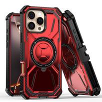 Magnetic Stand Case for iPhone 16e/16/15/14/13/12/11 Pro Max XR SE 7 8 Rugged Shockproof Invisible Kickstand Anti-Drop Cover For iPhone 16 Plus raudona