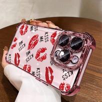 Case For Motorola MOTO Edge 50 60 FUSION 5G G60 G06 G24 Lips Kiss Pattern Plating Soft Transparent Shockproof Cover Moto Edge 50 Fusion black