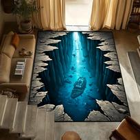 Ins 3D Skylės Iliuzijos Kilimas Realistiškas Urvo Grindų Kilimas Plaunamas Neslystantis Unikalus Optinės Iliuzijos Kilimas Svetainei Populiarus Kilimas 40x60cm