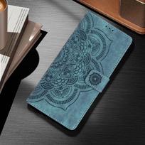 Leather Wallet Flip Phone Case For IPhone 17 Air 16e 16 15 14 13 12 Mini 11 Pro XS Max 8 7 Plus Cover | Embossed Mandala Flower iPhone 12 mini mėlyna