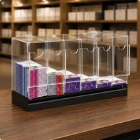 TCG Kortų Plėtimosi Pakuotės Dozatorius Lengvai Pasiekiamas Akrilo Vitrina Apsaugota 6-compartment Blk