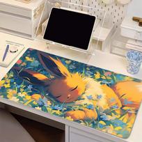 Natūralaus kaučiuko pelės kilimėlis Pokemon Eevee Užrakinti kraštai Žaidimų priedai Didelis kompiuterio žaidėjo klaviatūros pelės kilimėlis Stalo pelės kilimėlis Dovanai 800x300x2mm black